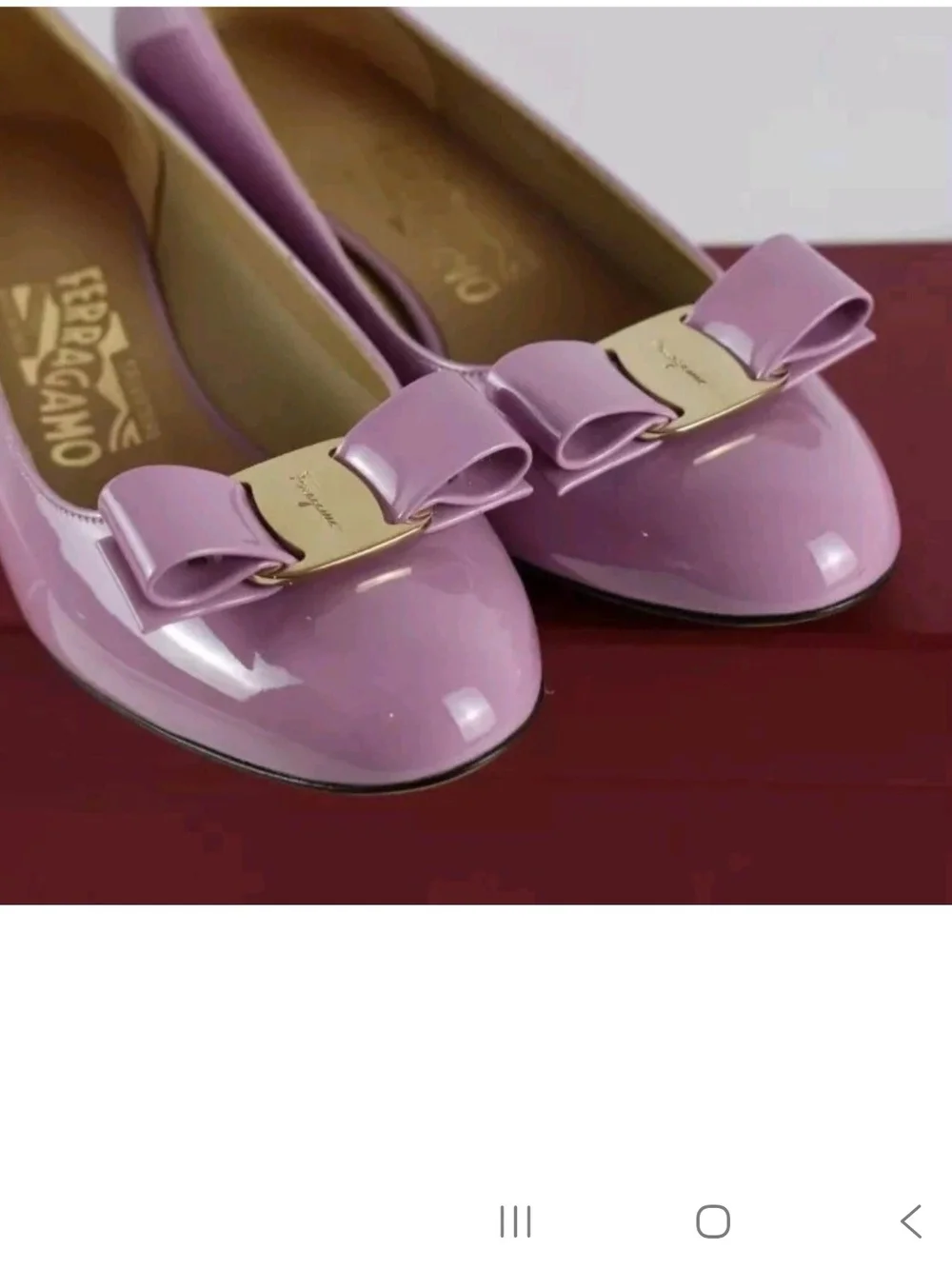 New Salvatore Ferragamo Sz 9.5 B Vara Vertigo Pink Logo Bow Patent Leather Pumps